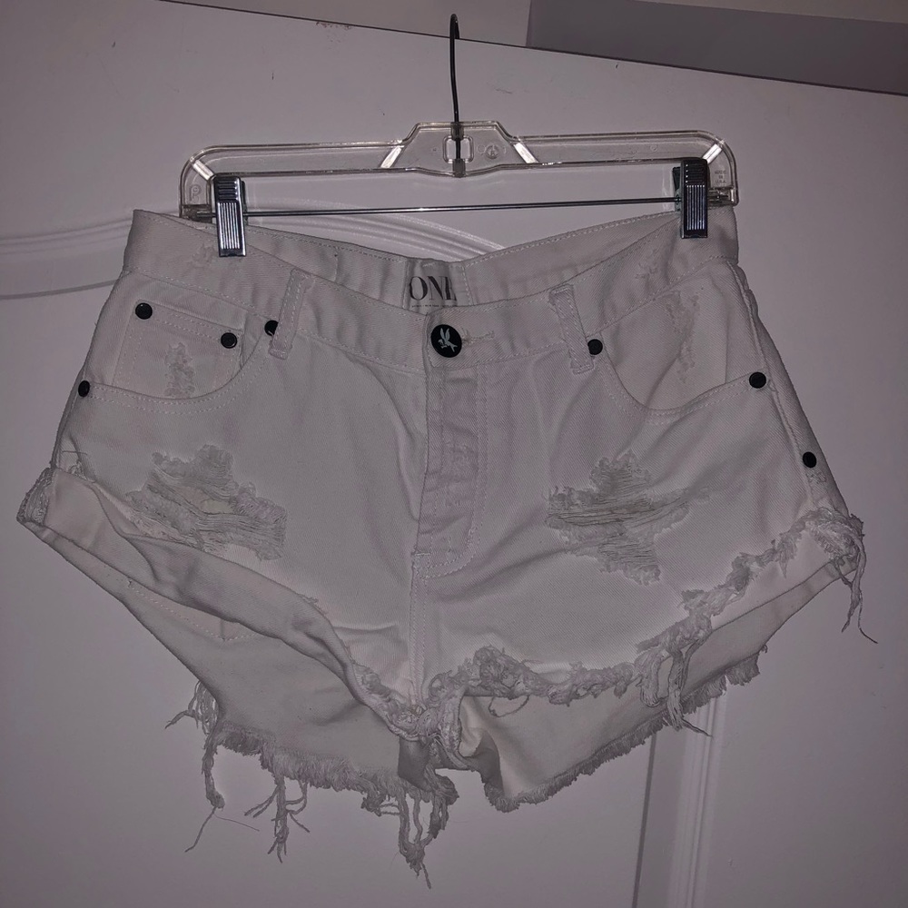 ONE TEASPOON BANDITS SHORTS - 28 - White
